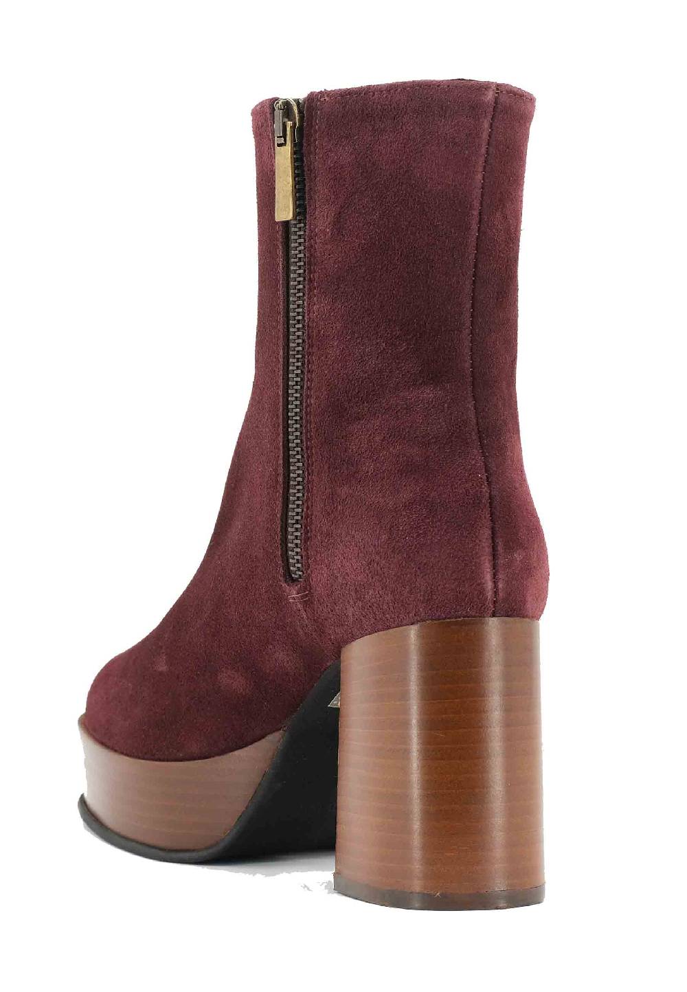 L'ARIANNA Stivaletti TR1556 in camoscio bordeaux con tacco alto e plateau con zip laterale di chiusura Fino Al -60%