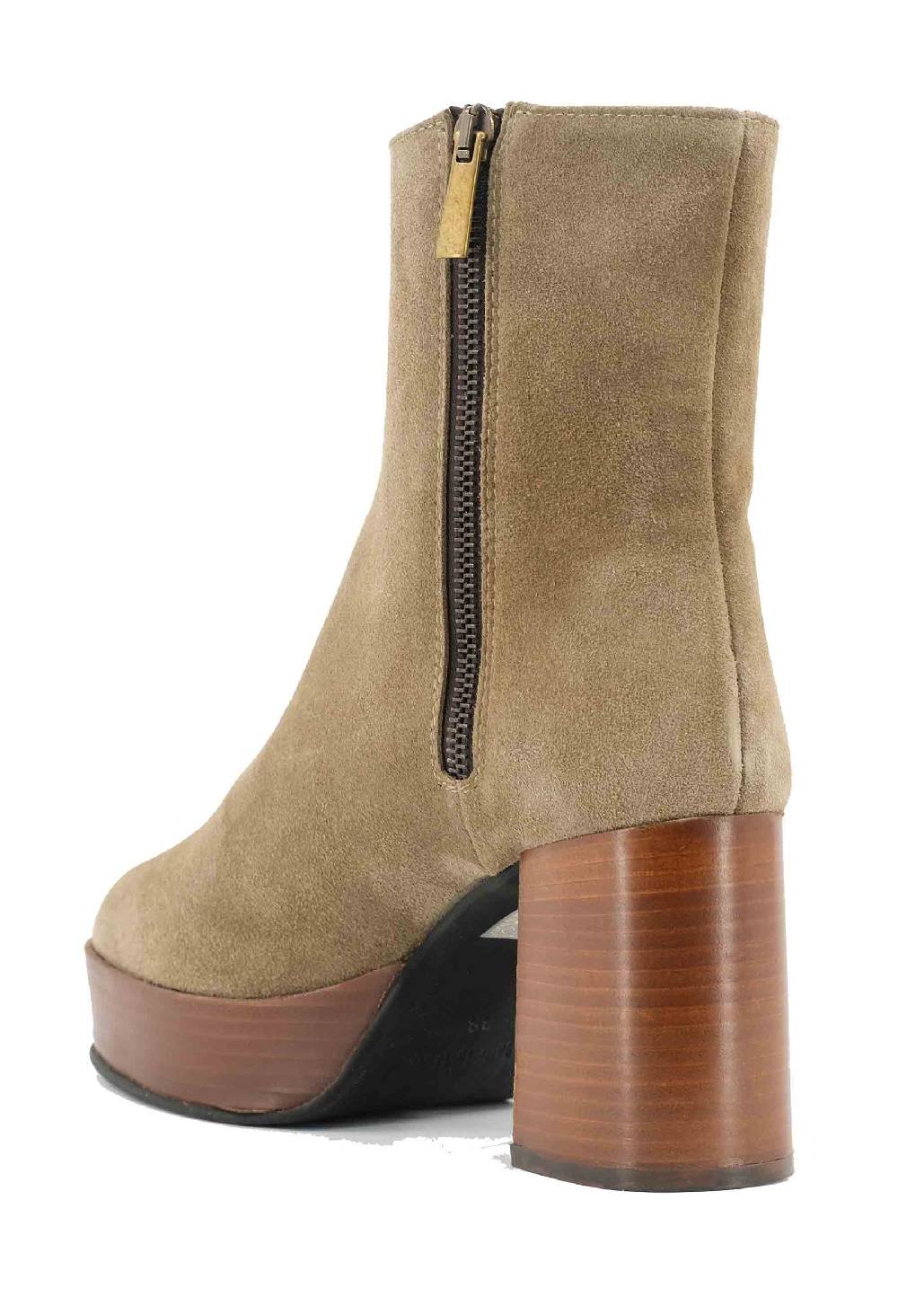 L'ARIANNA Stivaletti TR1556 in camoscio verde con tacco alto e plateau con zip laterale di chiusura Shopping Online