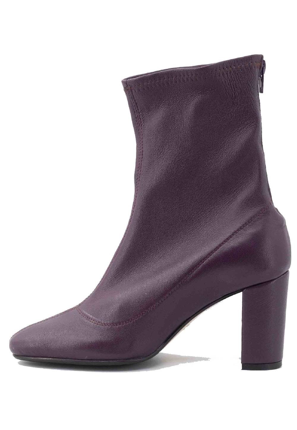 L'ARIANNA Stivaletti EL3002 in pelle elasticizzata prugna con tacco alto Convenienza