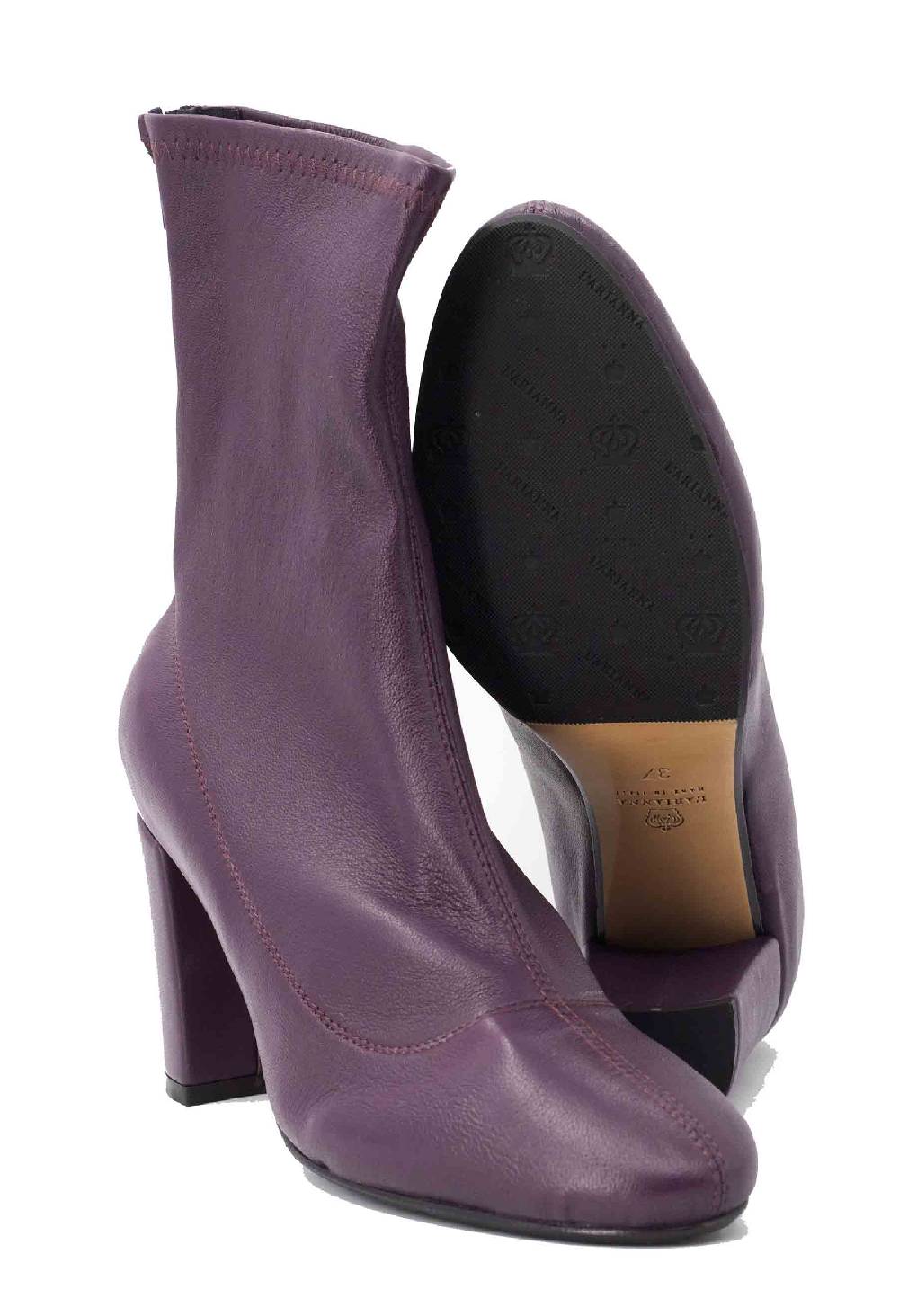 L'ARIANNA Stivaletti EL3002 in pelle elasticizzata prugna con tacco alto Convenienza