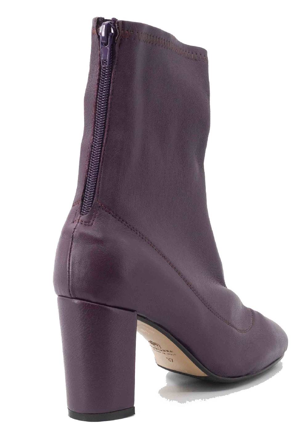 L'ARIANNA Stivaletti EL3002 in pelle elasticizzata prugna con tacco alto Convenienza