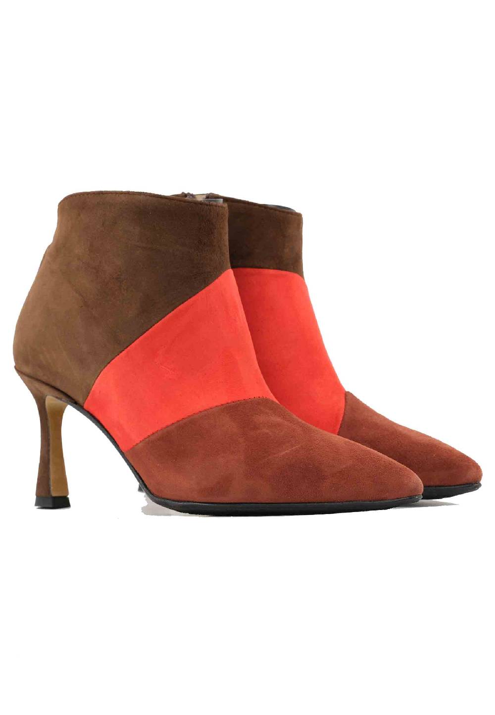 L'ARIANNA Stivaletti TR1672/RT in camoscio mattone con tacco alto Presa