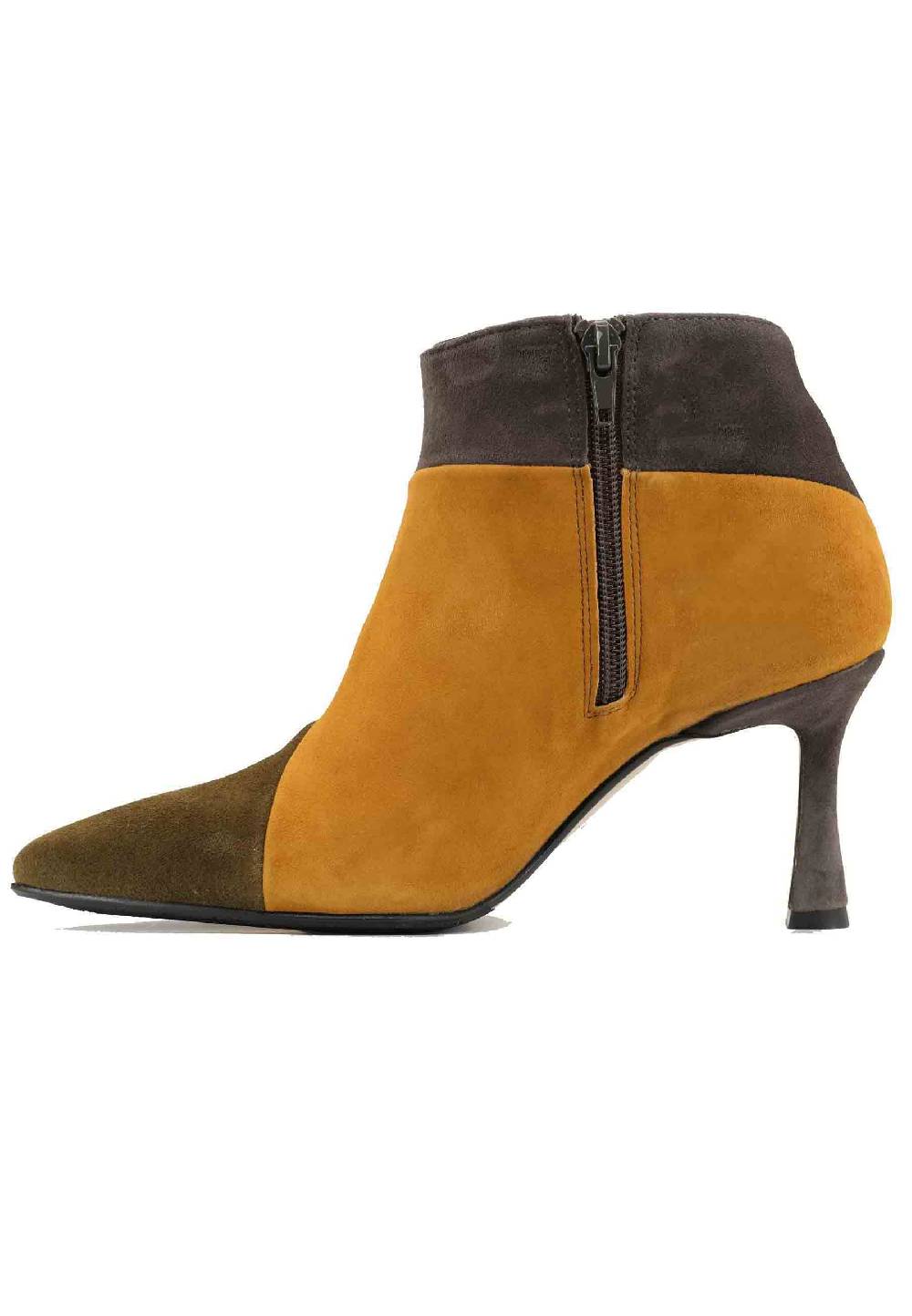 L'ARIANNA Stivaletti TR1672/RT in camoscio verde con tacco alto Sconto