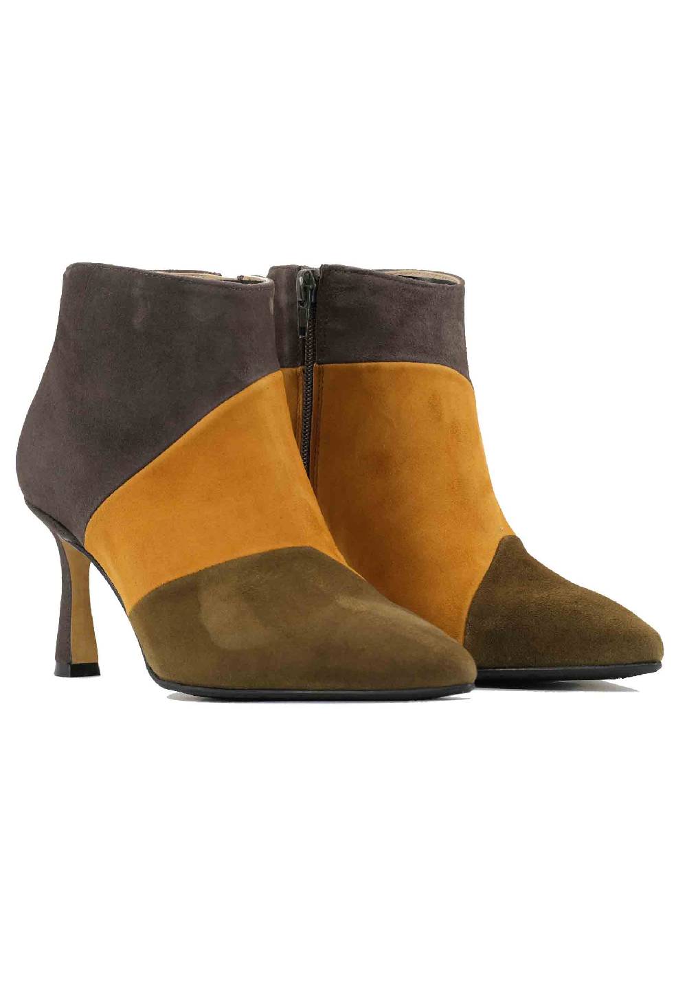 L'ARIANNA Stivaletti TR1672/RT in camoscio verde con tacco alto Sconto