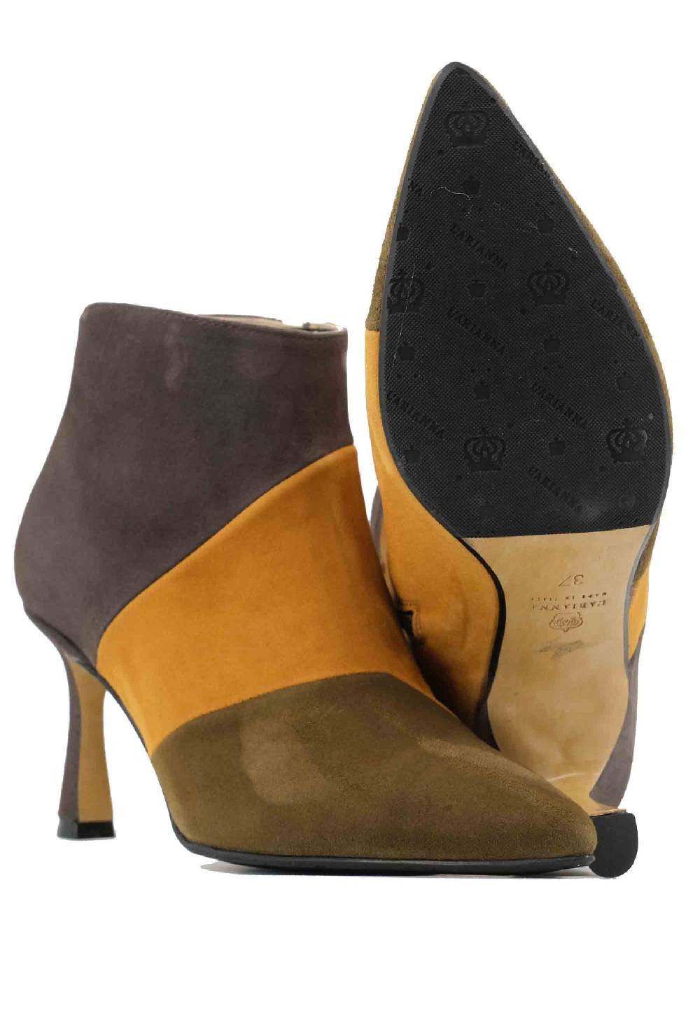 L'ARIANNA Stivaletti TR1672/RT in camoscio verde con tacco alto Sconto