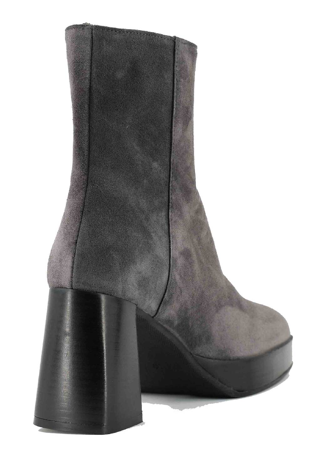 L'ARIANNA Stivaletti TR1665 in camoscio grigio con tacco alto e plateau con zip esterna Offerta