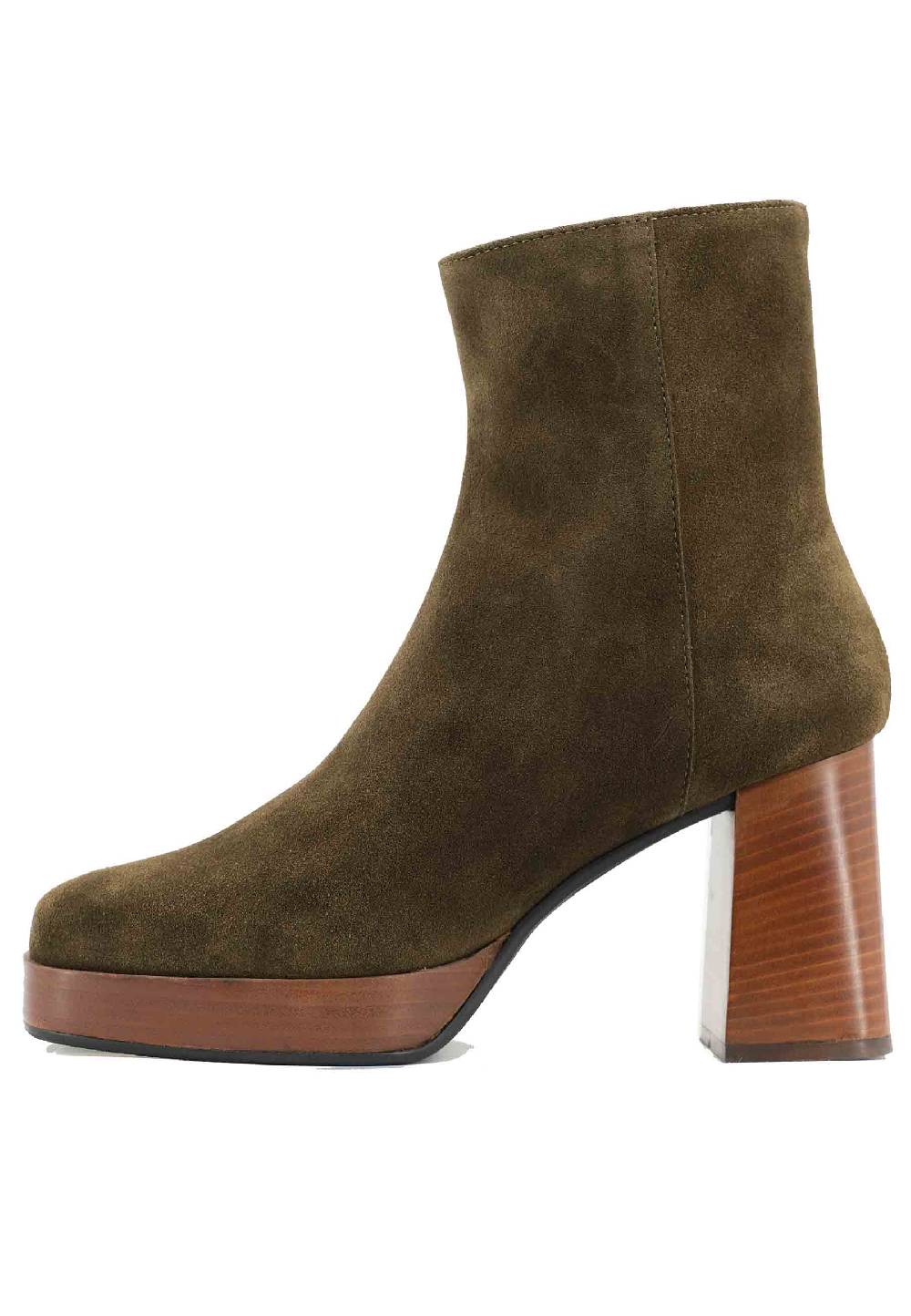 L'ARIANNA Stivaletti TR1665 in camoscio verde con tacco alto e plateau con zip esterna Economico