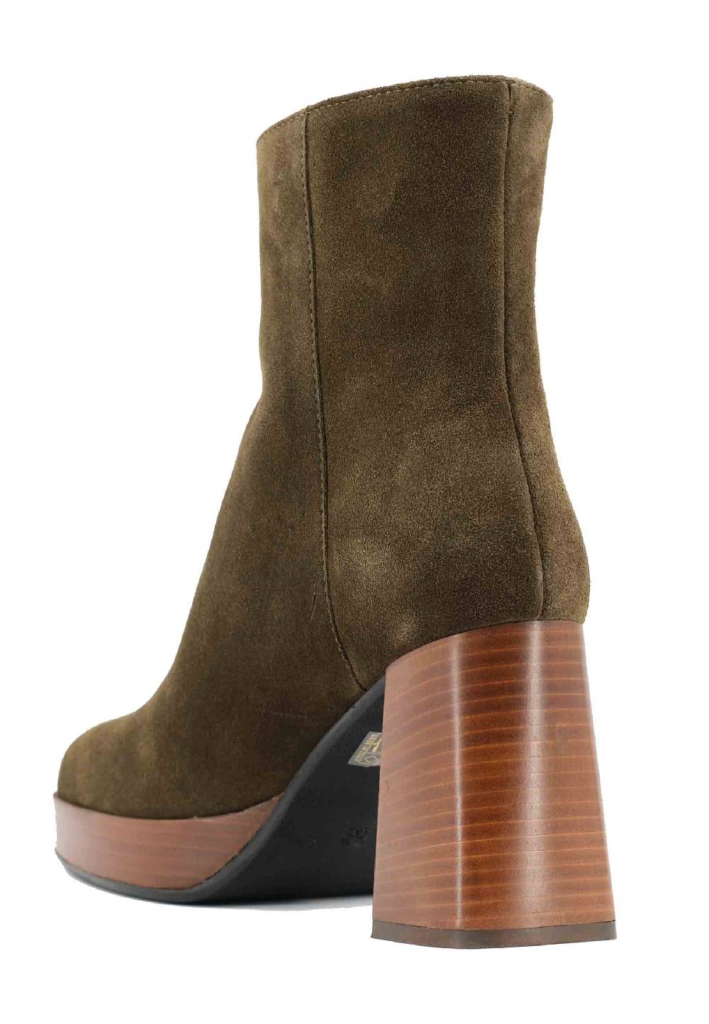 L'ARIANNA Stivaletti TR1665 in camoscio verde con tacco alto e plateau con zip esterna Economico