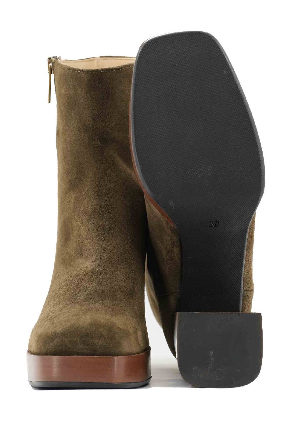 L'ARIANNA Stivaletti TR1665 in camoscio verde con tacco alto e plateau con zip esterna Economico
