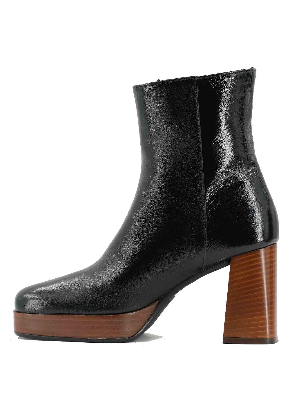 L'ARIANNA Stivaletti TR1665 in pelle nera con tacco alto e plateau con zip esterna Online