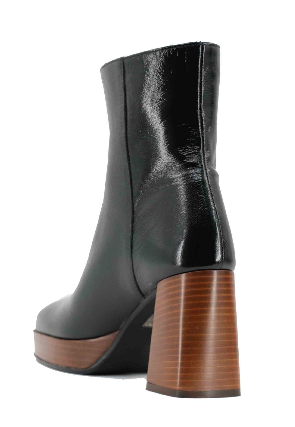 L'ARIANNA Stivaletti TR1665 in pelle nera con tacco alto e plateau con zip esterna Online