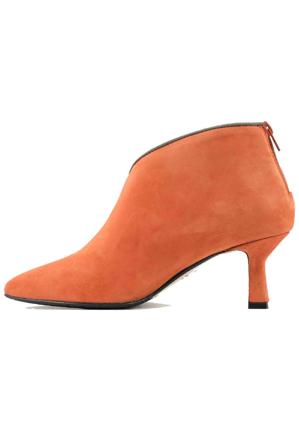 L'ARIANNA Stivaletti TR1662/RT in camoscio arancione con zip posteriore Outlet