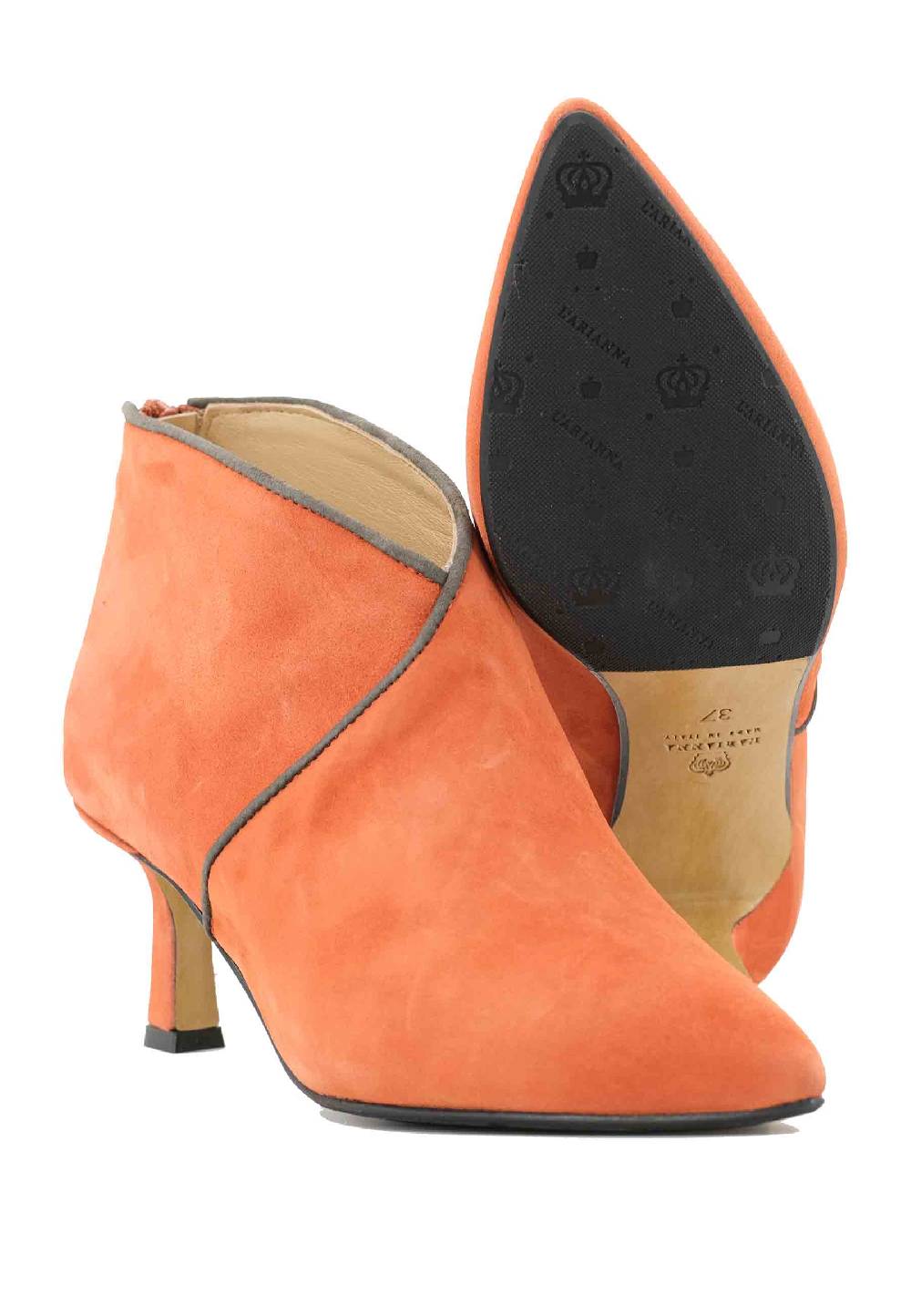 L'ARIANNA Stivaletti TR1662/RT in camoscio arancione con zip posteriore Outlet