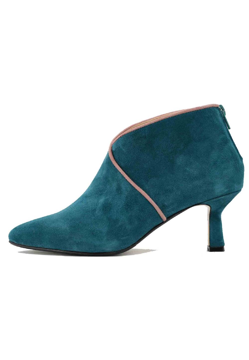 L'ARIANNA Stivaletti TR1662/RT in camoscio blu oceano con zip posteriore In Vendita