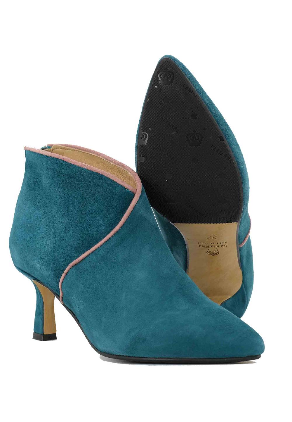 L'ARIANNA Stivaletti TR1662/RT in camoscio blu oceano con zip posteriore In Vendita
