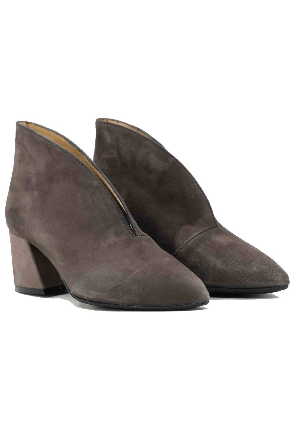 L'ARIANNA Stivaletti TR8006/G Ankle boot in camoscio grigio con tacco largo Offerte