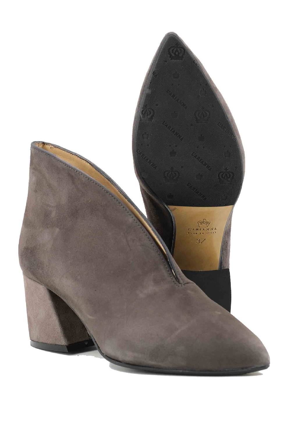 L'ARIANNA Stivaletti TR8006/G Ankle boot in camoscio grigio con tacco largo Offerte