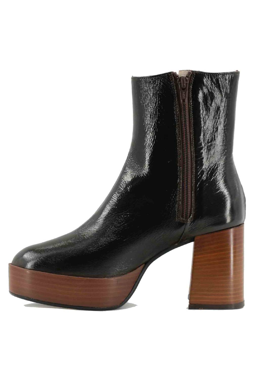 L'ARIANNA Stivaletti TR1556 in pelle testa di moro con tacco alto e plateau con zip laterale di chiusura Hotsell