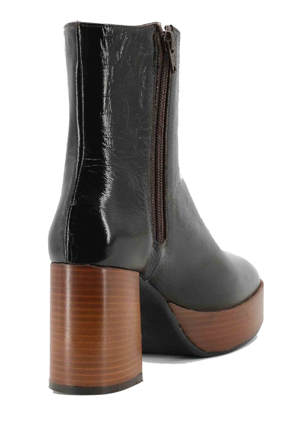 L'ARIANNA Stivaletti TR1556 in pelle testa di moro con tacco alto e plateau con zip laterale di chiusura Hotsell