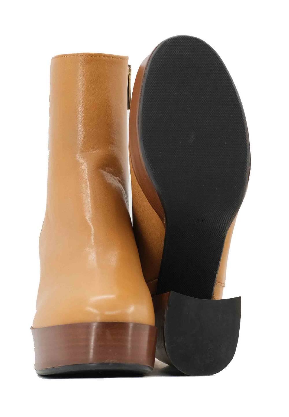 L'ARIANNA Stivaletti TR1556 in pelle senape con tacco alto e plateau con zip laterale di chiusura Vendita Calda