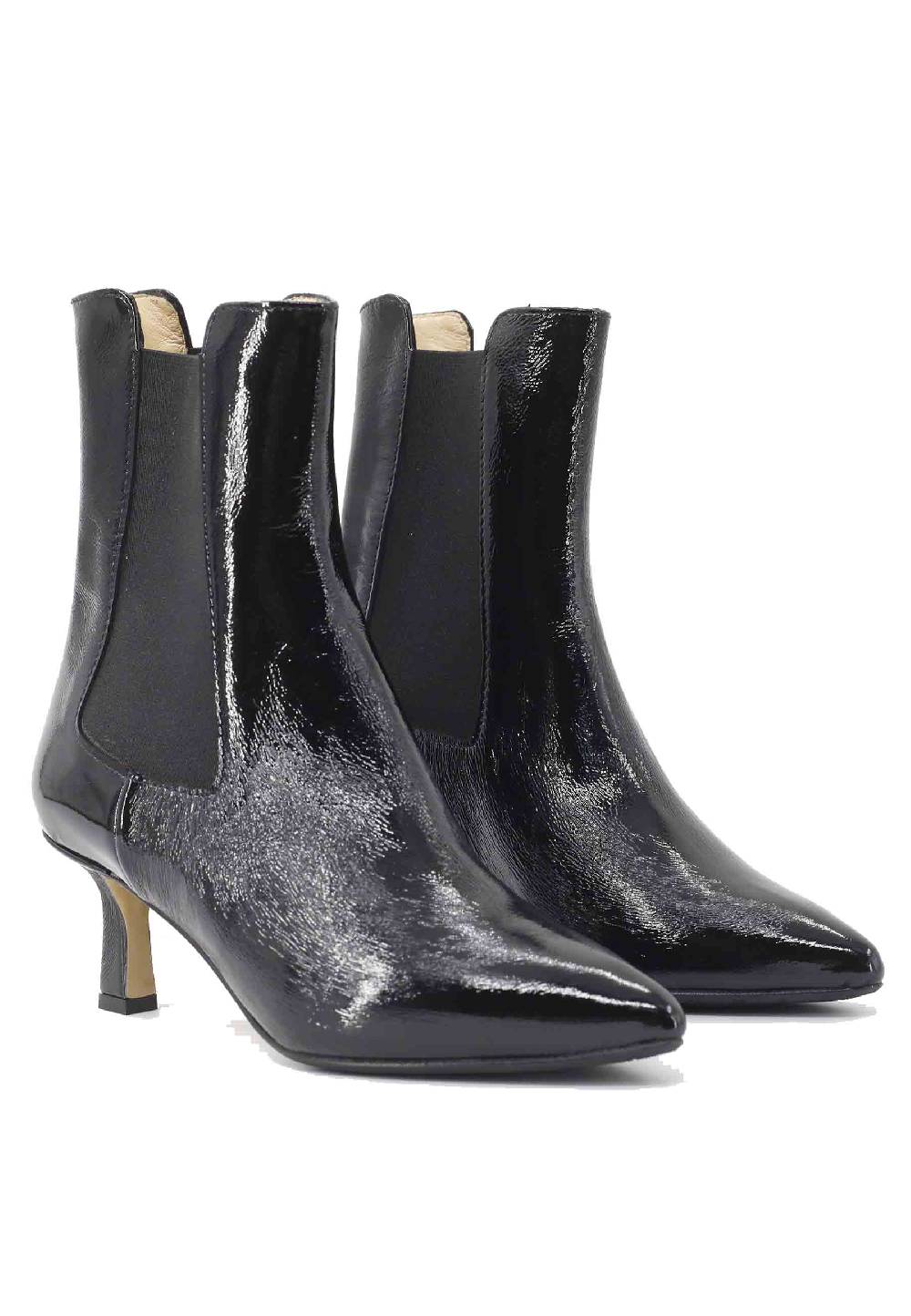 L'ARIANNA Stivaletti beatles BT 1552/RT in naplack nero con tacco medio e punta a punta Vendita Economica