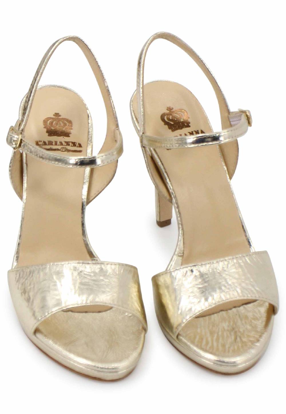 L'ARIANNA Sandali DS7055 donna in pelle oro con tacco alto a spillo 2025