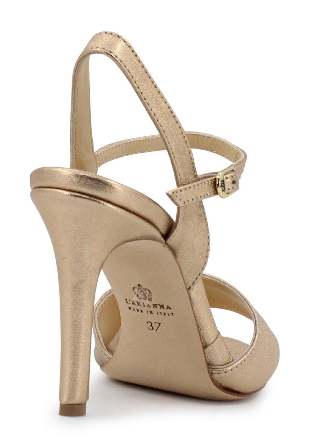 L'ARIANNA Sandali DS7053 donna in pelle laminata nude con tacco alto e cinturino alla caviglia Italia