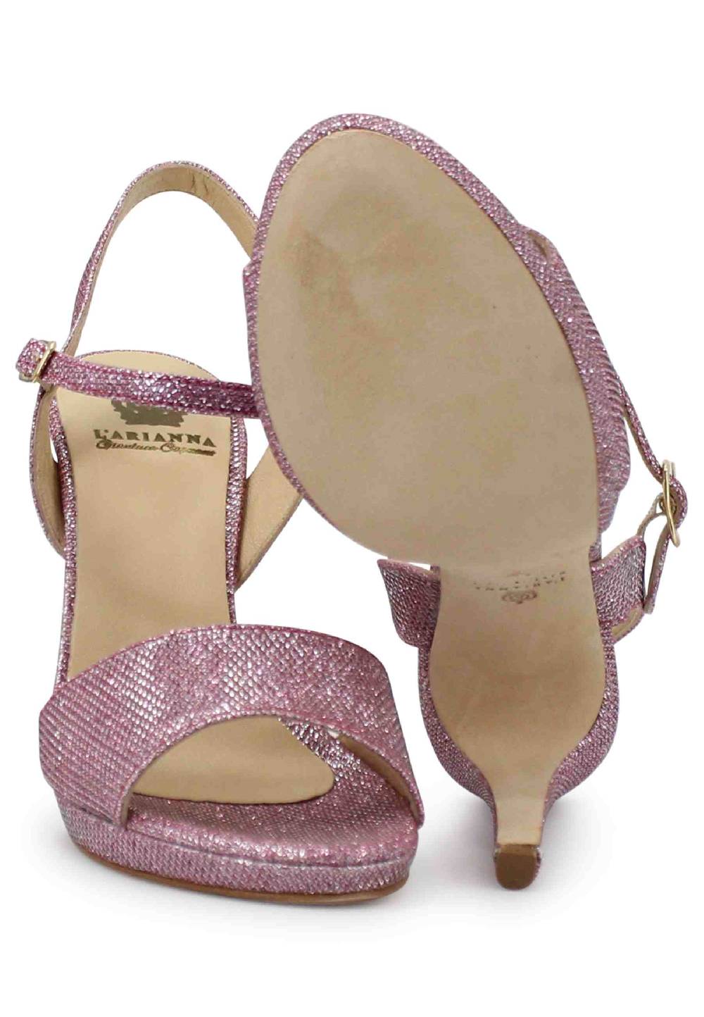 L'ARIANNA Sandali DS7055 donna in glitter rosa con tacco alto a spillo 2025