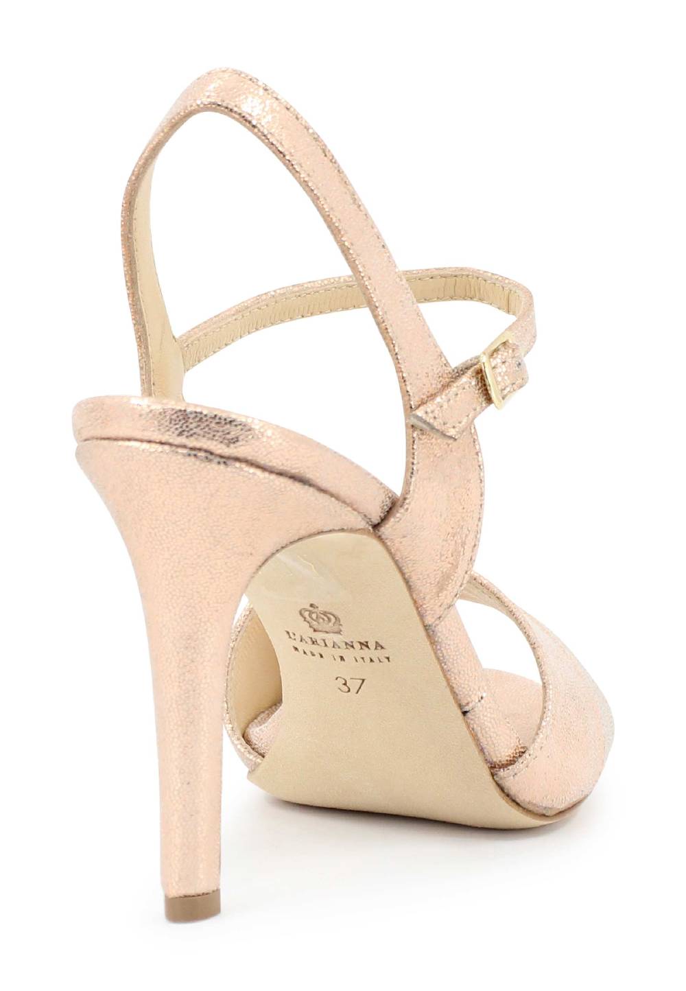 L'ARIANNA Sandali ds1643 da donna in pelle laminata salmone con tacco alto e cinturino alla caviglia Qualità