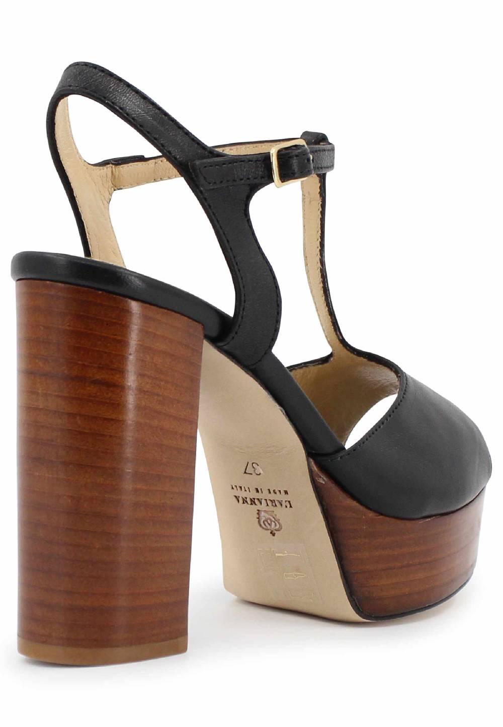 L'ARIANNA Sandali ds7010 donna in pelle nera con cinturino tacco alto e plateau Vendita