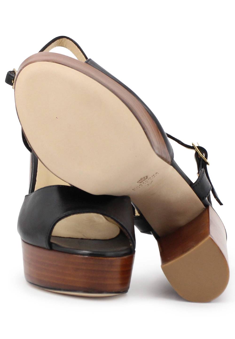 L'ARIANNA Sandali ds7010 donna in pelle nera con cinturino tacco alto e plateau Vendita