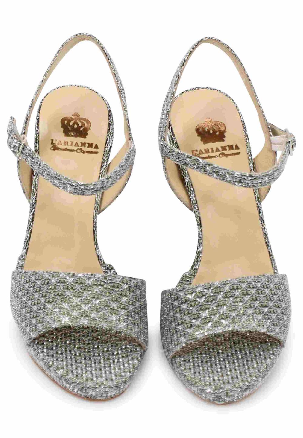 L'ARIANNA Sandali DS7055 donna in tessuto argento con tacco alto a spillo Promozione