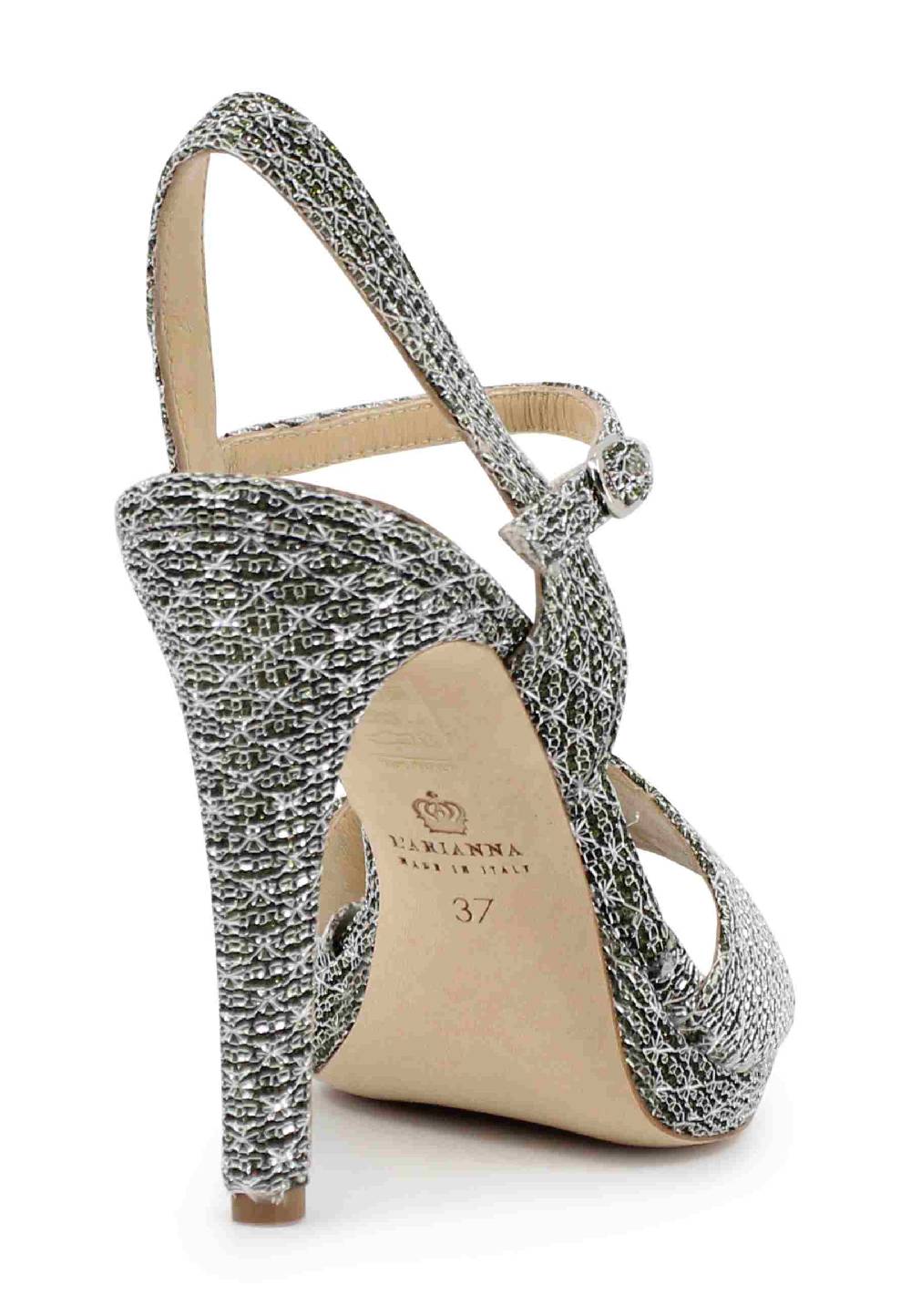 L'ARIANNA Sandali DS7055 donna in tessuto argento con tacco alto a spillo Promozione