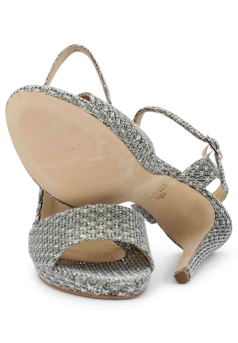 L'ARIANNA Sandali DS7055 donna in tessuto argento con tacco alto a spillo Promozione
