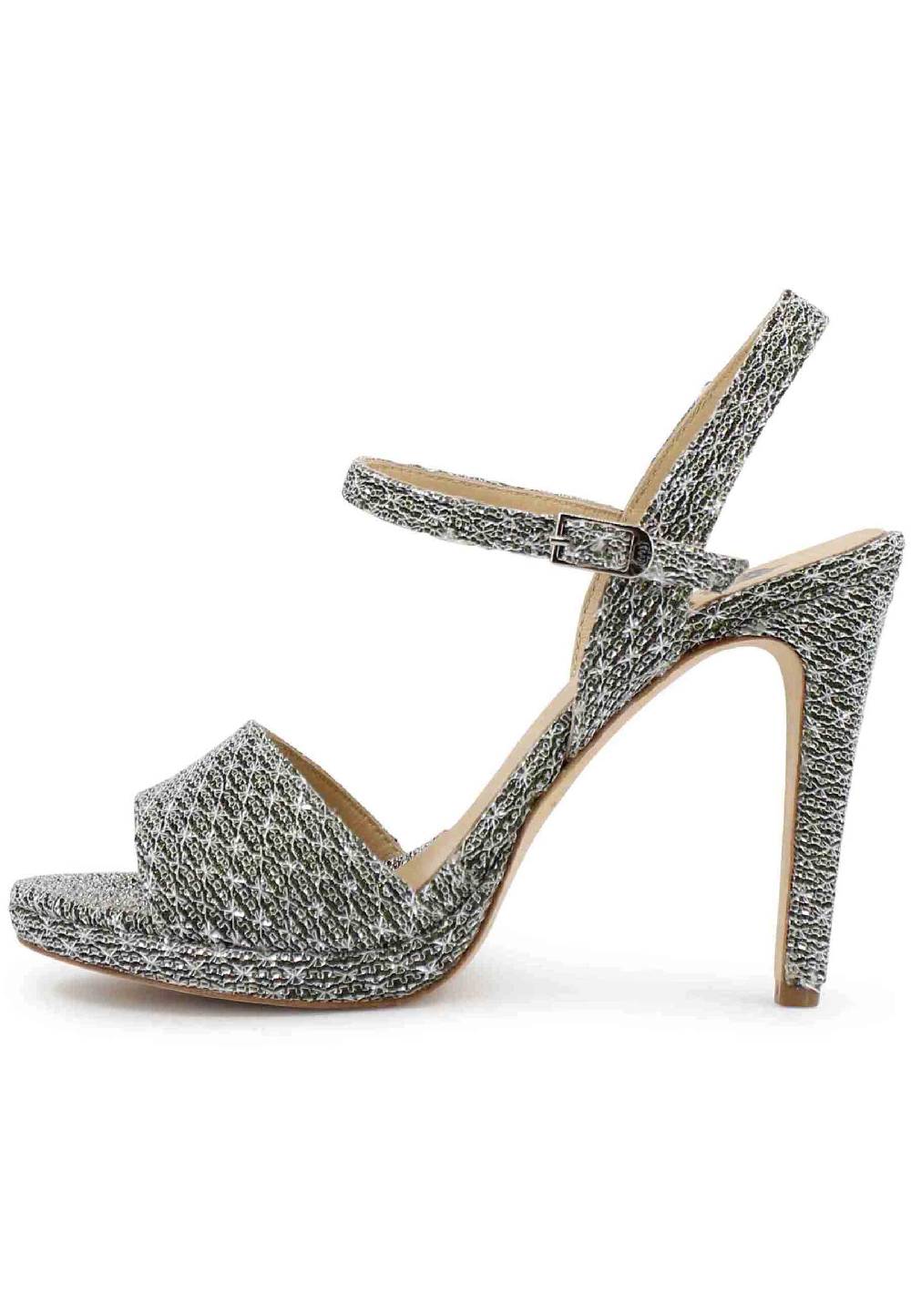 L'ARIANNA Sandali DS7055 donna in tessuto argento con tacco alto a spillo Promozione
