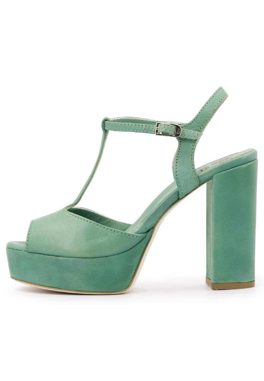 L'ARIANNA Sandali ds7010 donna in pelle verde con cinturino tacco alto e plateau Pezzi Unici