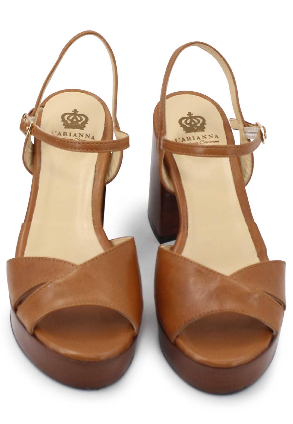 L'ARIANNA Sandali DS1639 donna in pelle cuoio con cinturino e tacco e plateau in cuoio Offerta speciale della fabbrica