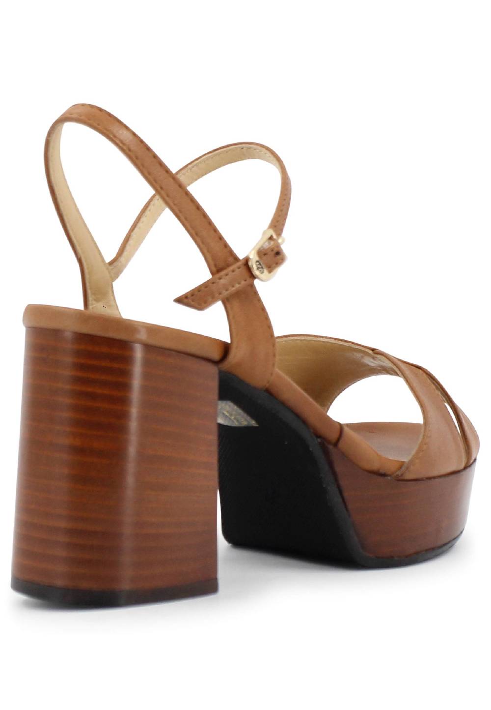 L'ARIANNA Sandali DS1639 donna in pelle cuoio con cinturino e tacco e plateau in cuoio Offerta speciale della fabbrica