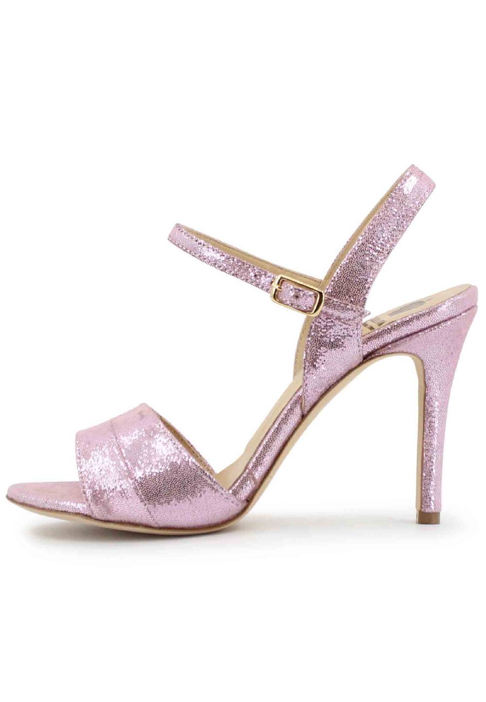 L'ARIANNA Sandali ds1643 da donna in pelle laminata rosa con tacco alto e cinturino alla caviglia Sostegno trimestrale