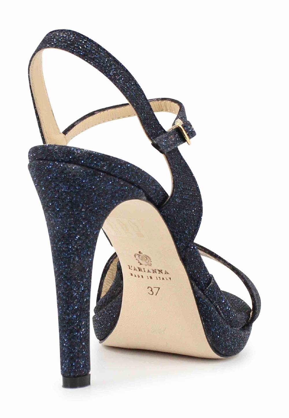 L'ARIANNA Sandali ds7054 donna in glitter blu con tacco alto e cinturino alla caviglia Fino al 55% di sconto