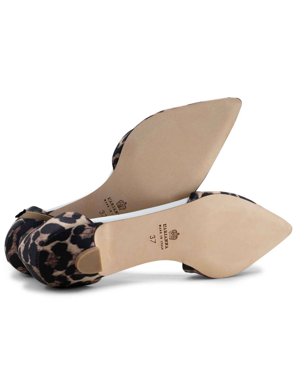L'ARIANNA sandali tg1110 donna in raso animalier e pelle bianca con tacco basso e cinturino Discount Store per i nuovi prodotti