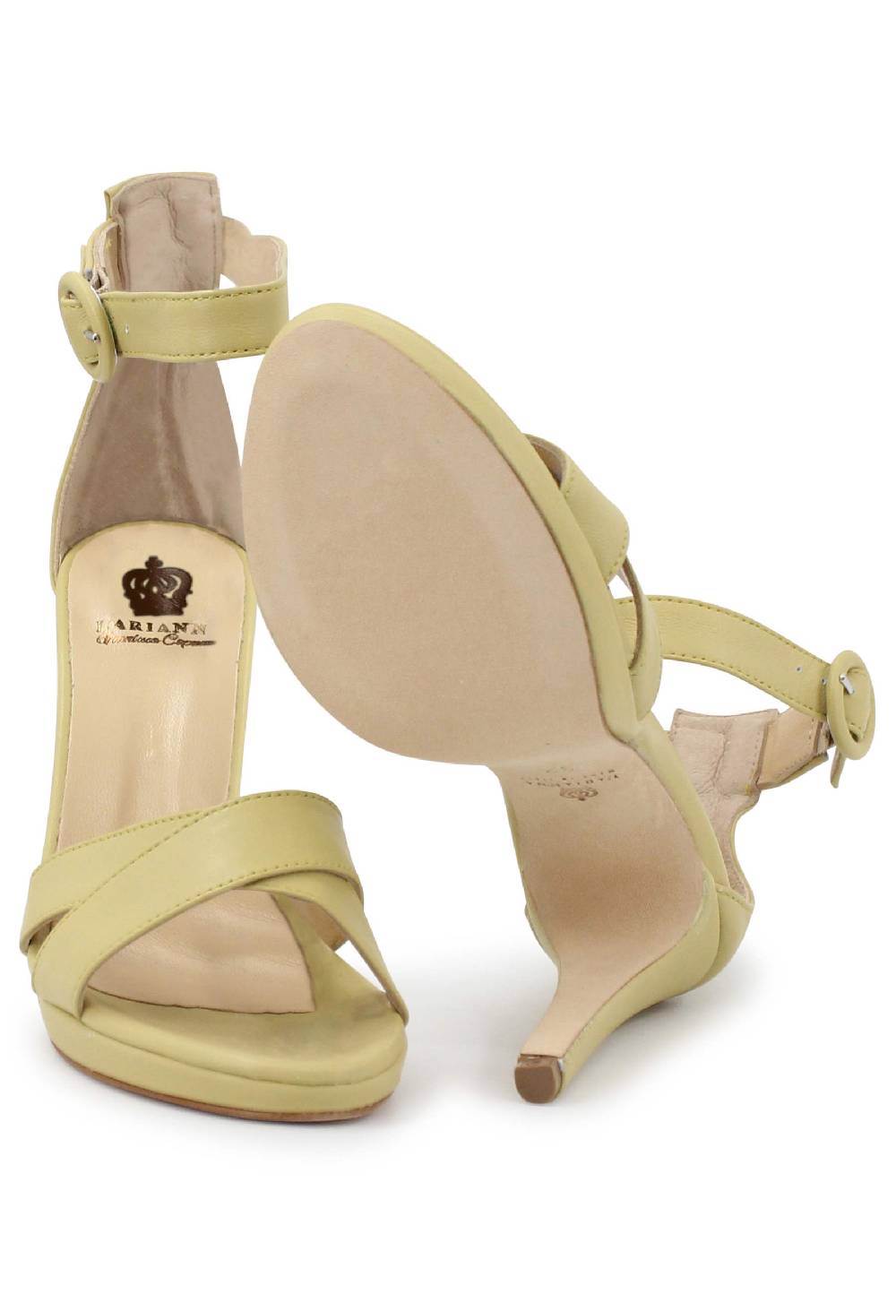 L'ARIANNA Sandali DS1507 donna in pelle verde con tacco alto e cinturino alla caviglia Enormi sconti