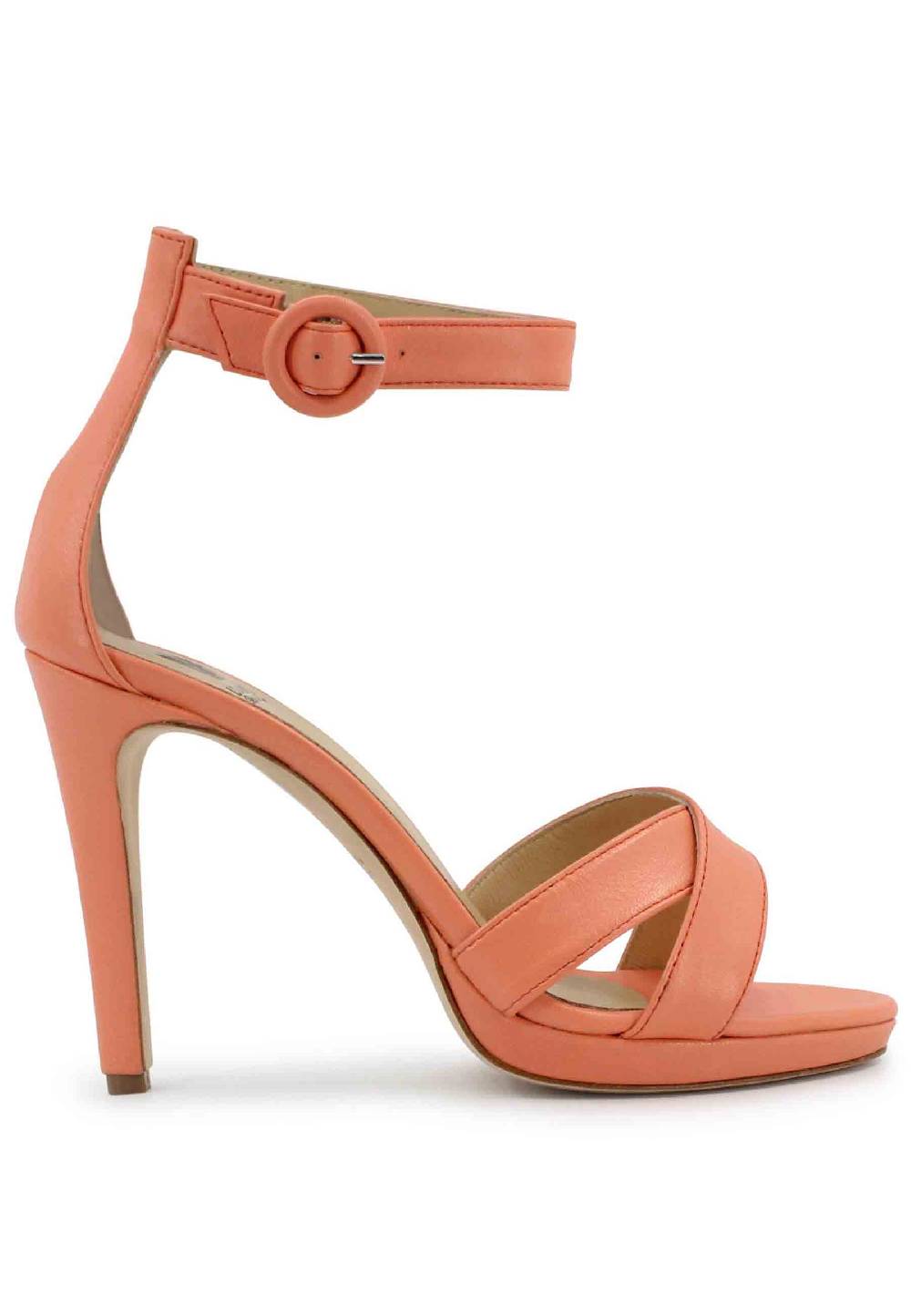 L'ARIANNA Sandali DS1507 donna in pelle salmone con tacco alto e cinturino alla caviglia 50% di sconto con spedizione gratuita