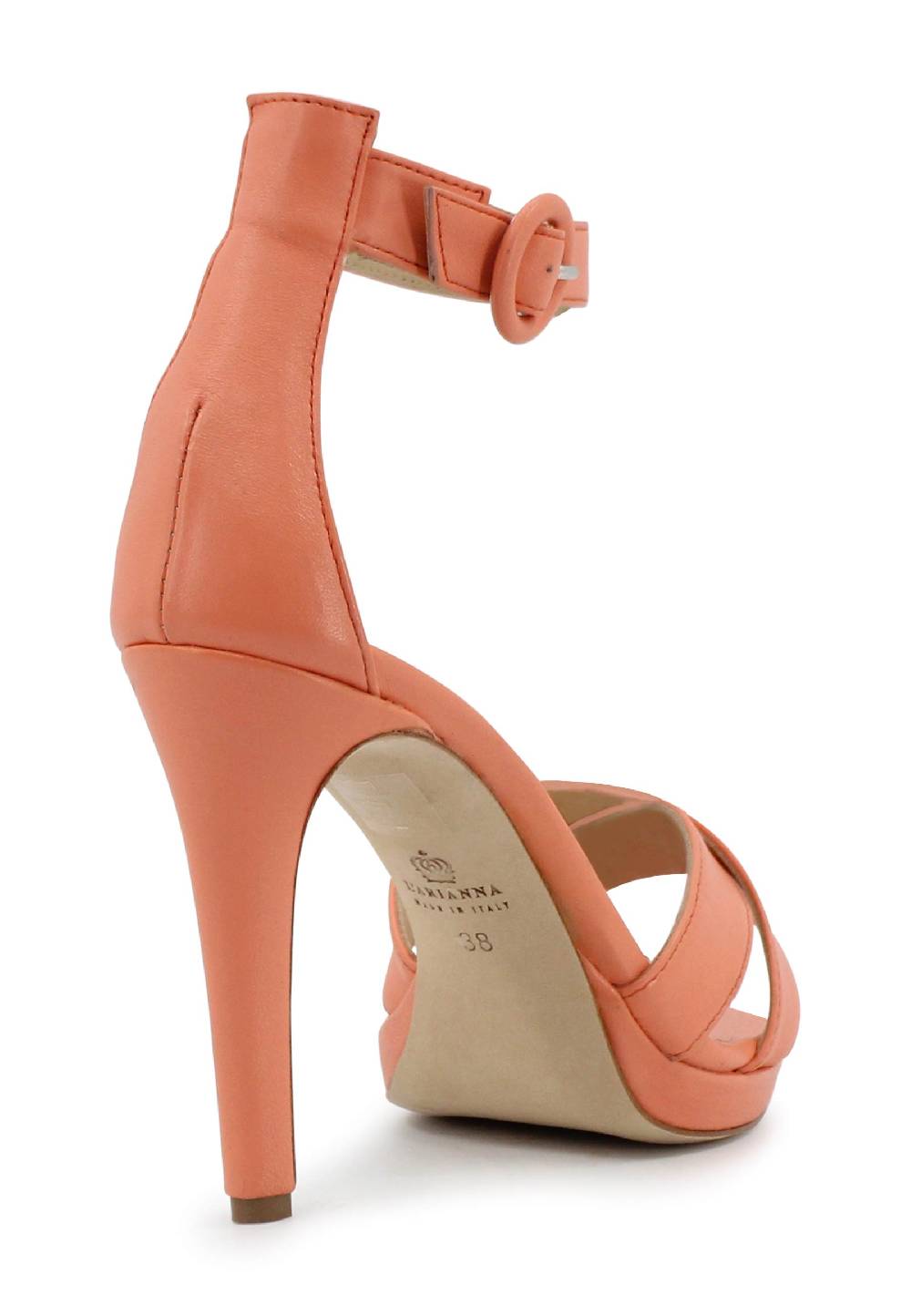L'ARIANNA Sandali DS1507 donna in pelle salmone con tacco alto e cinturino alla caviglia 50% di sconto con spedizione gratuita