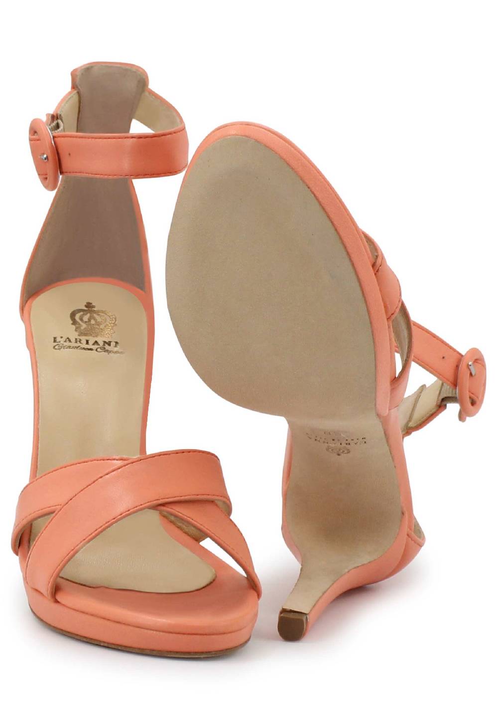 L'ARIANNA Sandali DS1507 donna in pelle salmone con tacco alto e cinturino alla caviglia 50% di sconto con spedizione gratuita