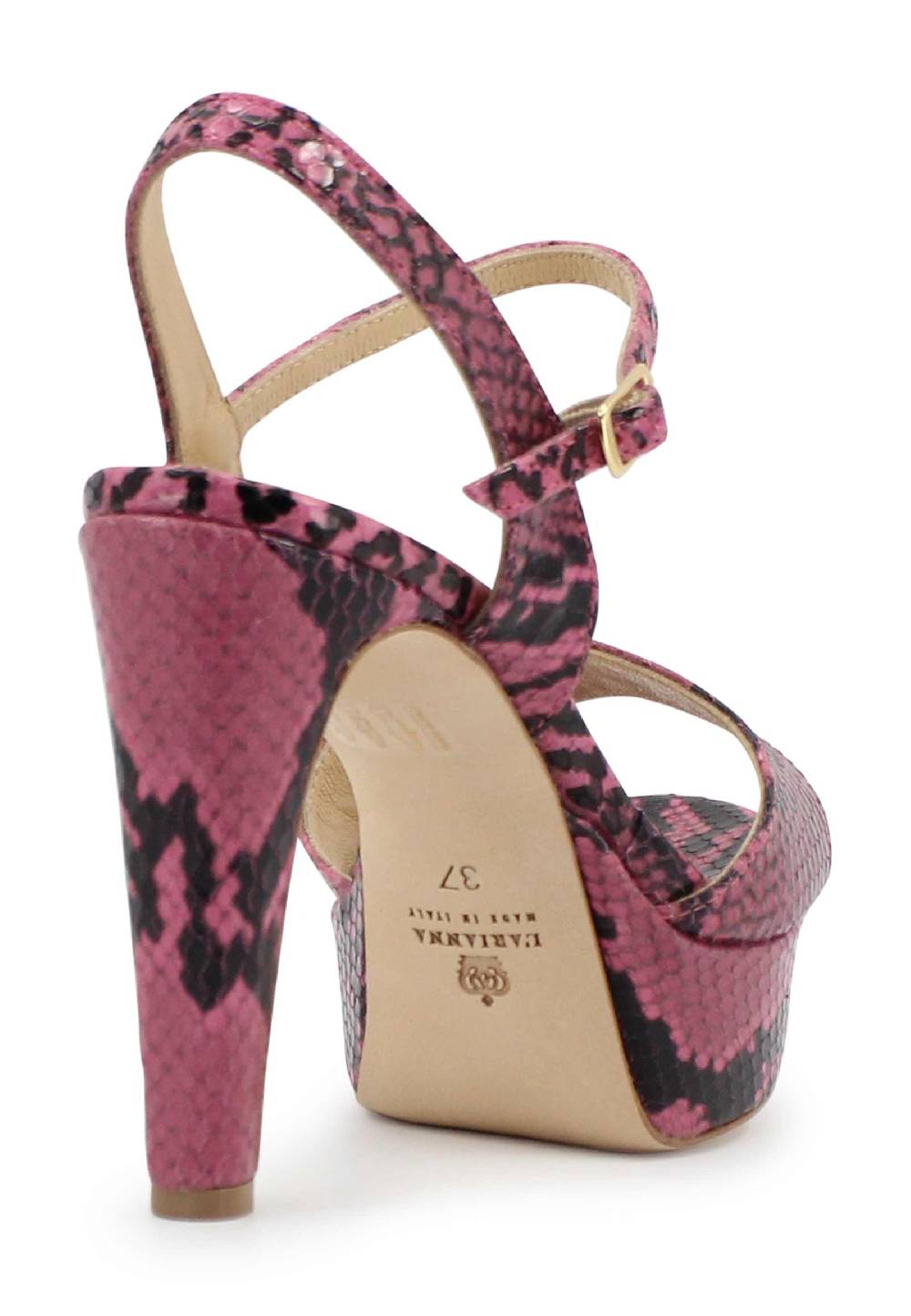 L'ARIANNA Sandali DS1610 donna in pelle stampata rosa con tacco alto e plateau Trasporto libero internazionale