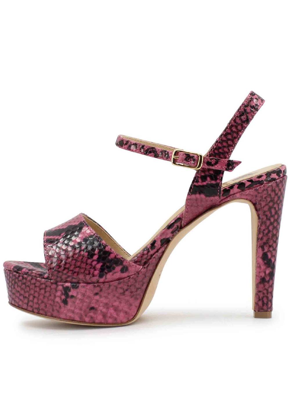 L'ARIANNA Sandali DS1610 donna in pelle stampata rosa con tacco alto e plateau Trasporto libero internazionale