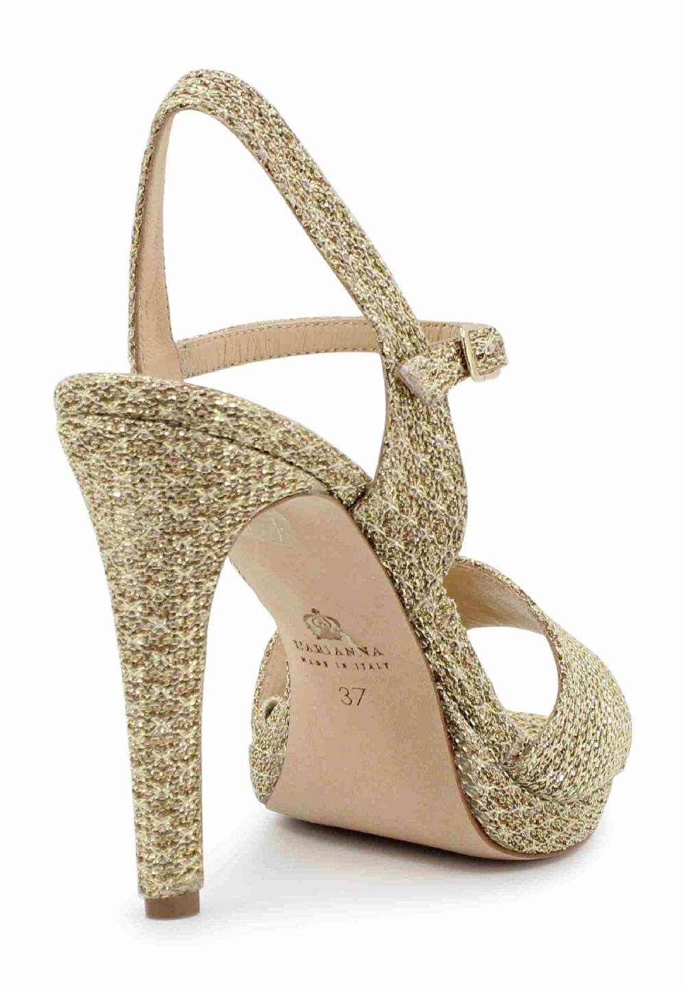 L'ARIANNA Sandali DS7055 donna in tessuto oro con tacco alto a spillo Limitato a 3 giorni