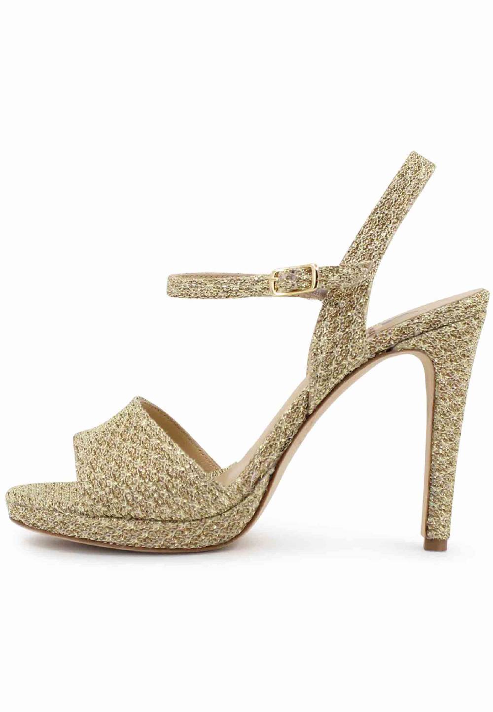 L'ARIANNA Sandali DS7055 donna in tessuto oro con tacco alto a spillo Limitato a 3 giorni