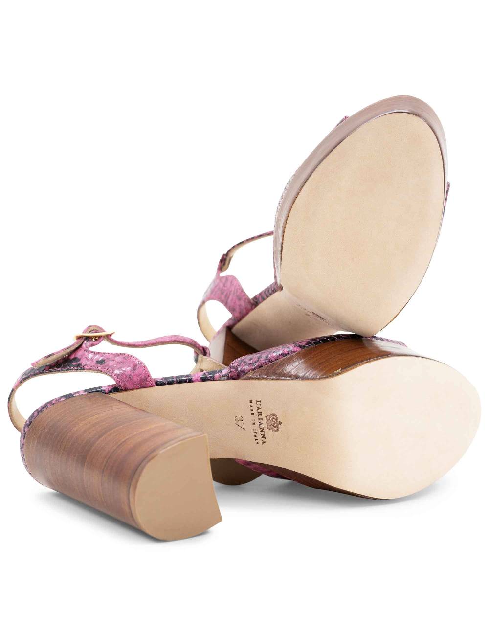 L'ARIANNA Sandali ds7010 donna in pelle stampata rosa con cinturino tacco alto e plateau Esporta salva